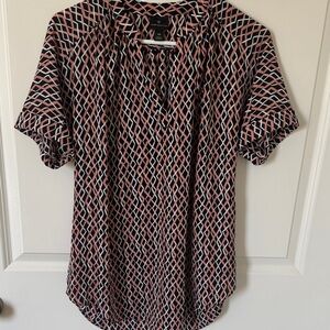Worthington Geometric Black and Pink Blouse